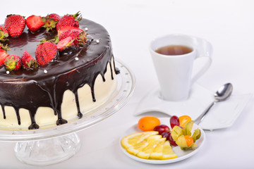 chocolate cake and coffee