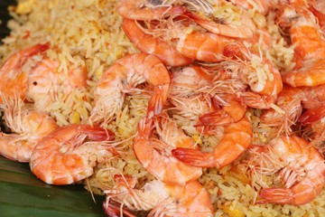 Shrimp fried rice with vegetables is delicious