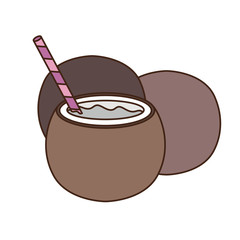 coconut water for summer heat on white background