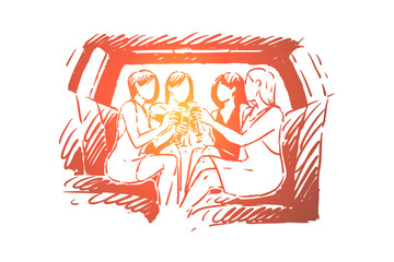 Partying with friends, spending weekend at party, friendship among adults, people drinking beer and dancing