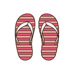 striped beach sandals on white background