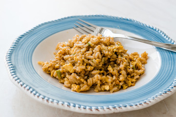 Risotto Rice with Soy Sauce and Egg usually served with White Wine.