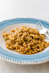 Risotto Rice with Soy Sauce and Egg usually served with White Wine.