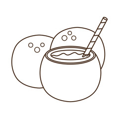 coconut water for summer heat on white background