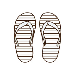 striped beach sandals on white background
