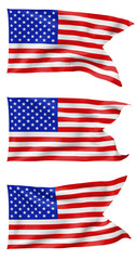 Set of USA flags with angle
