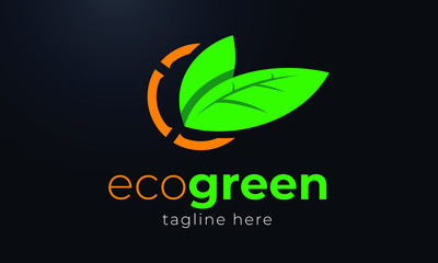Green leaf vector shape Eco Green vector Illustrator 10 logo Orange color Design