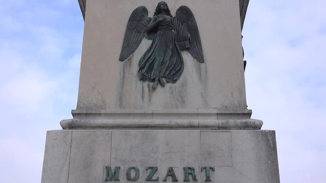 Mozart monument in the city of Salzburg in Austria