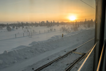 railway in winter lapland sweden