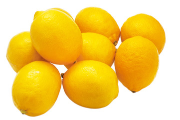 Group of fresh lemons on on white background