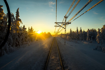 railway in winter lapland sweden