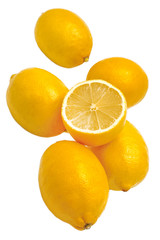 Group of fresh lemons on on white background