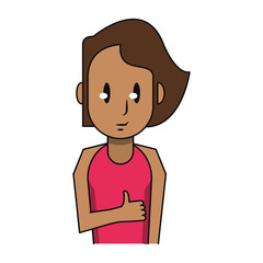 Young woman smiling profile cartoon