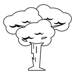 Videogame tree cartoon isolated symbol in black and white