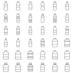 Plastic bottle icon set vector illustration, line style