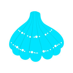 Light blue sea shell flat style design vector illustration isolated on white background.