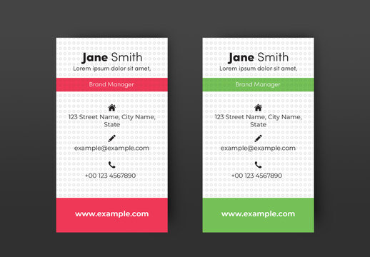 Vertical Business Card Layout with Dotted Background