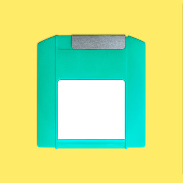 Iomega zip disk front nostalgia, isolated and presented in punchy pastel colors, for creative design cover, CD, poster, book, printing, gift card, flyer, magazine, web & print