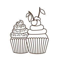 delicious cupcakes with cream on white background