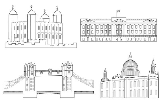 London attractions,a set of icons.Vector image