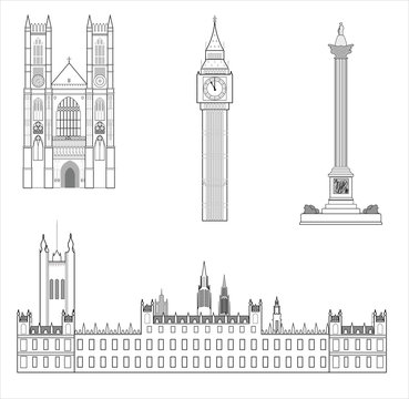 London attractions,a set of icons.Vector image
