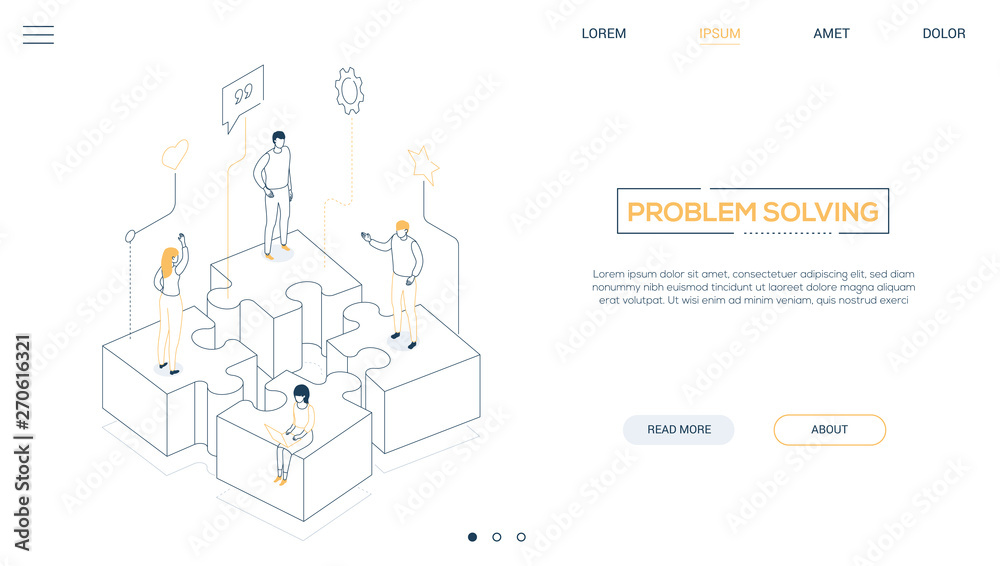 Aufkleber problem solving - line design style isometric web banner