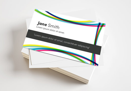 Business Card Layout with Colorful Line Elements