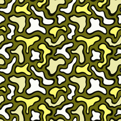 Seamless pattern from stylized curves of abstract shapes.