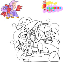 cartoon cute dragon pony, funny illustration, design