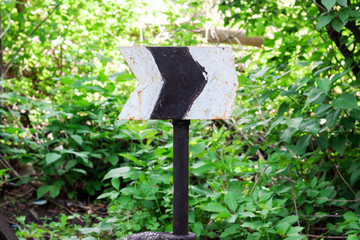 old railroad arrow switcher. manual rail switch mechanism.