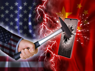 usa china flagge handy