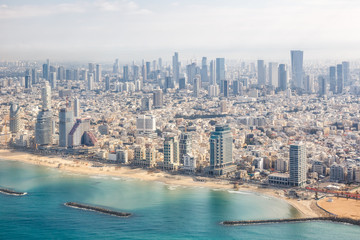 Tel Aviv skyline Israel beach aerial view photo city sea skyscrapers