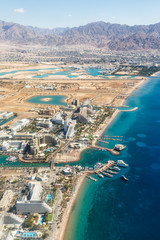 Eilat Israel beach aerial view photo city portrait format Red Sea Aqaba travel