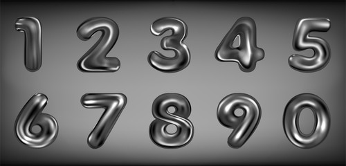 Black latex inflated number symbols