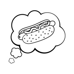 hot dog into a speech bubble black and white