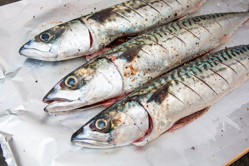 raw mackerel ready to be cooked 