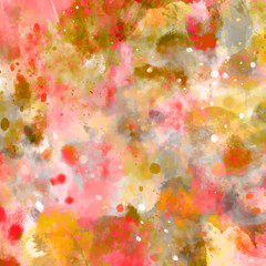 Obraz na płótnie Canvas Grungy Splatter in Coral Red & Mossy Green