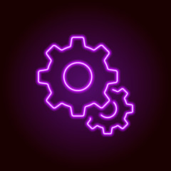 neon symbol of two purple gears mechanism