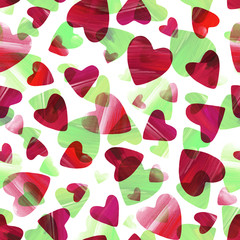 Seamless pattern of decorative hearts for Valentine's day. Pattern for fabric design, wallpaper and packaging.