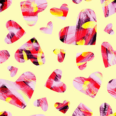 Seamless pattern of decorative hearts for Valentine's day. Pattern for fabric design, wallpaper and packaging.