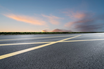 Empty Highway Asphalt Road and Beautiful Sky Landscape