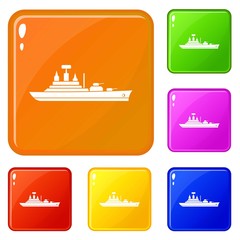 Naklejka premium Warship icons set collection vector 6 color isolated on white background