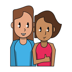 Young couple cartoon profile isolated