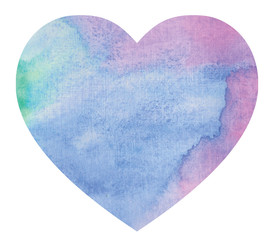 blue green pink abstract watercolor heart