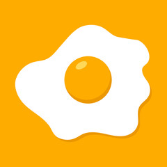 Fried egg isolated on yellow background.Fried egg flat icon. Vector illustration