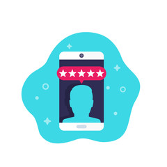 Customer review, mobile rating vector icon