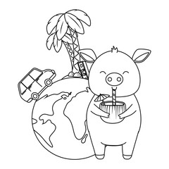 cute animal enjoying summer time cartoon