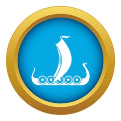 Medieval boat icon blue vector isolated on white background for any design