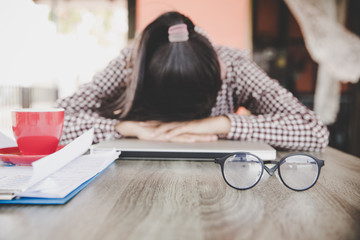 Stressed frustrated young woman employee feeling pain unwell dizzy, tired of difficult office job,...