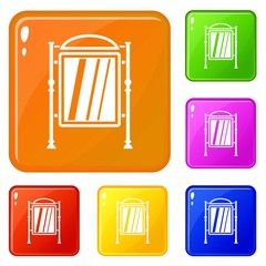 Advertising sign icons set collection vector 6 color isolated on white background